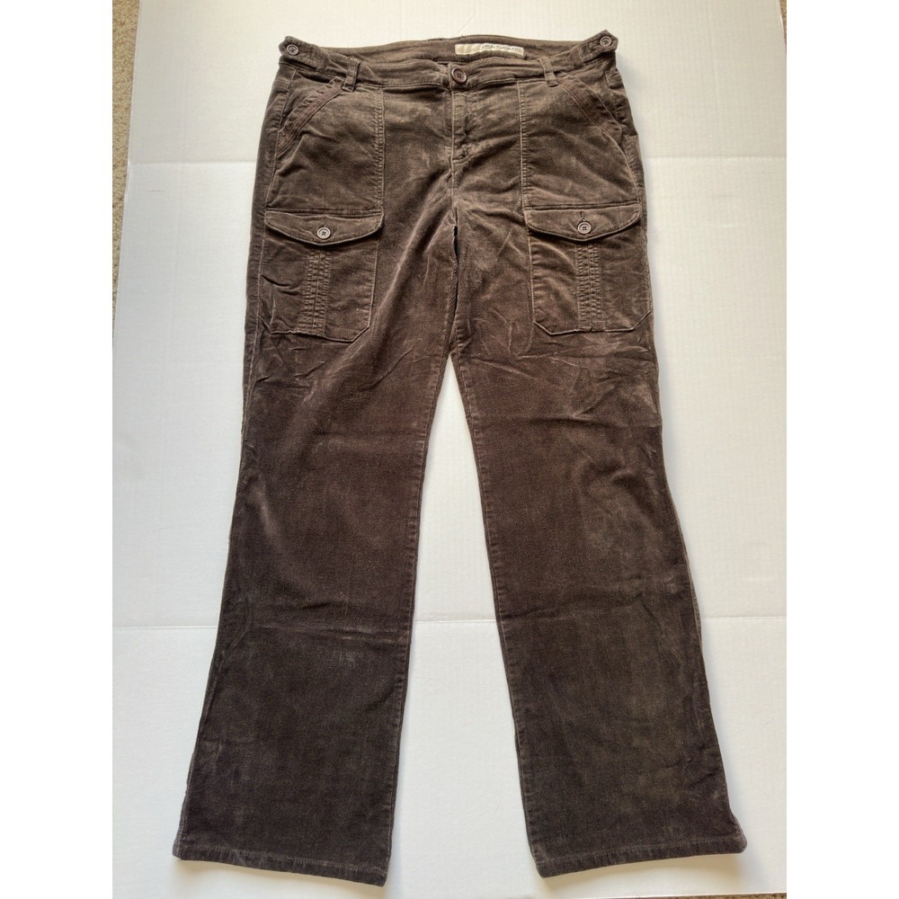 DKNY Jeans Brown Corduroy Cargo Pants Straight Leg Utility Trousers Womens 14